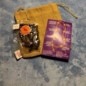 Brown 7-bead rosary of Saint Joseph Chic Purple Beaded Necklace NWOT #001